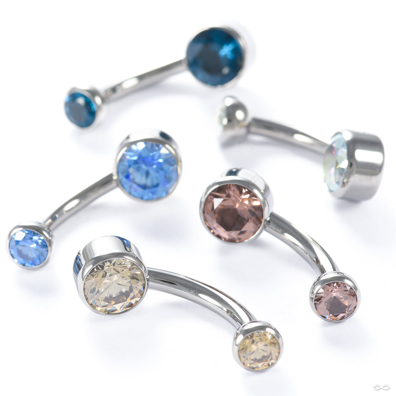Bezel-set Gem Curved Barbell from Industrial Strength