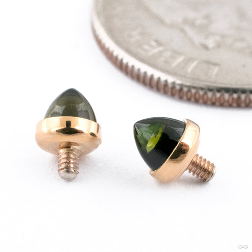 Bezel-set Bullet-cut Threaded End in Gold from BVLA with green tourmaline