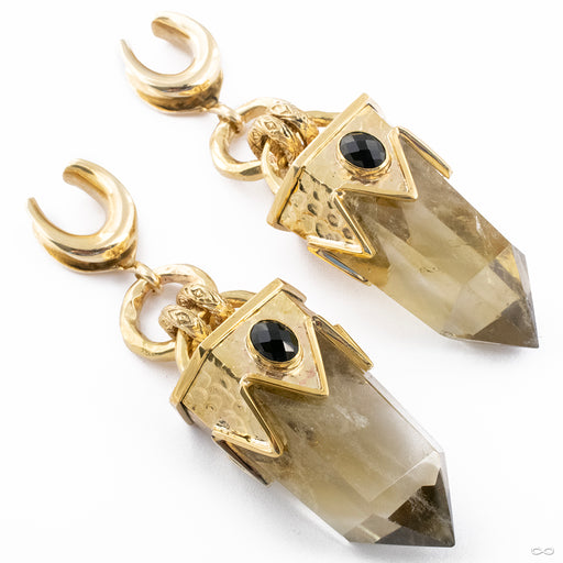 Citrine and Black Obsidian Dangles with Brass Saddle Spreaders from Diablo Organics