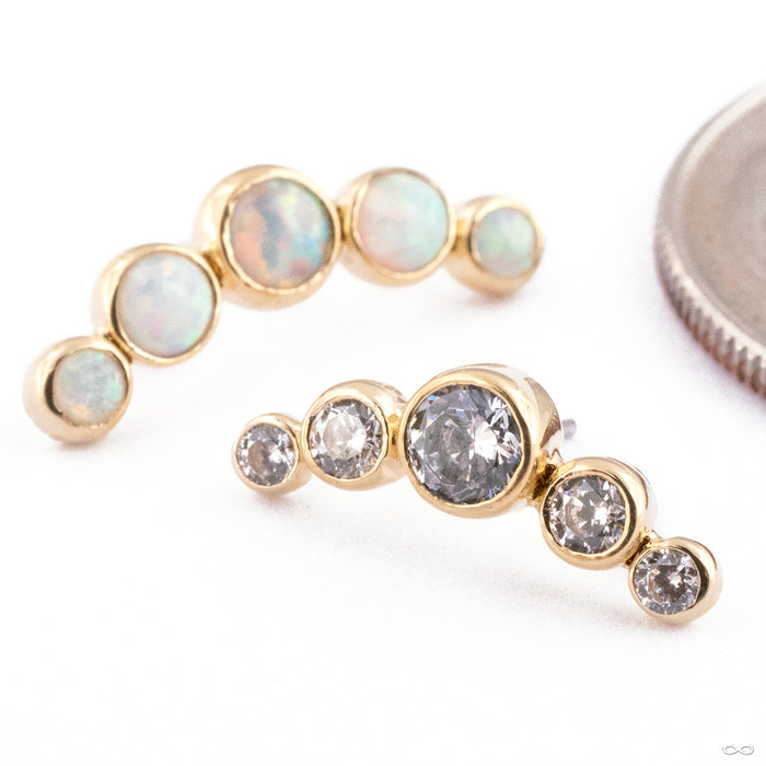 Curved Gem Cluster Press-fit End in Gold from Anatometal