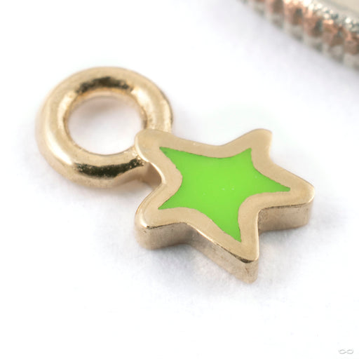 Enamel Star Charm in Gold from Pupil Hall in 14k yellow gold with lime green enamel