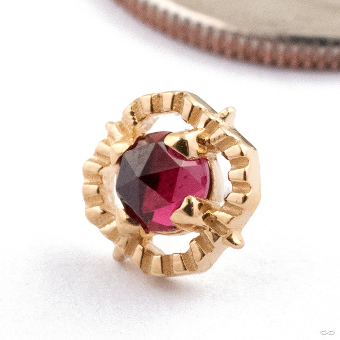 Gemmed Kappa 04 Press-fit End in 14k Yellow Gold in Pink Tourmaline from Tether Jewelry