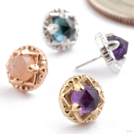 Gemmed Omega 24 Press-fit End in Gold from Tether Jewelry in assorted materials with various stones