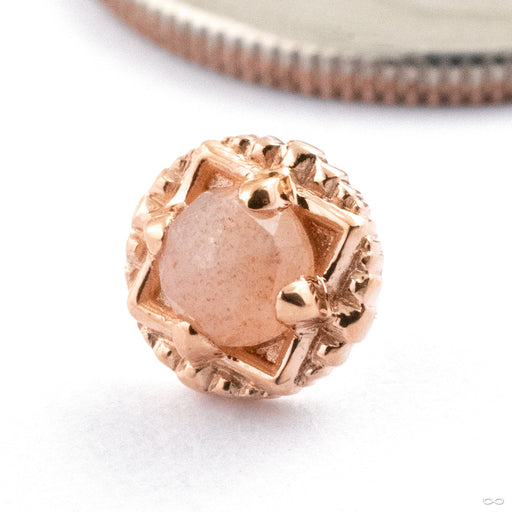 Gemmed Omega 24 Press-fit End in 14k Rose Gold with Oregon Sunstone from Tether Jewelry