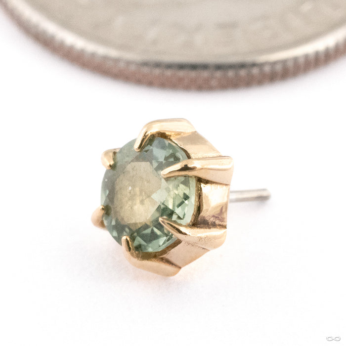 Illuminate Press-fit End in 14k Yellow Gold with Green Sapphire from Maya Jewelry