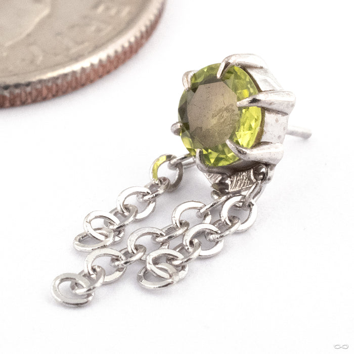 Illuminate with Chains Press-fit End in 14k White Gold with Peridot from Maya Jewelry