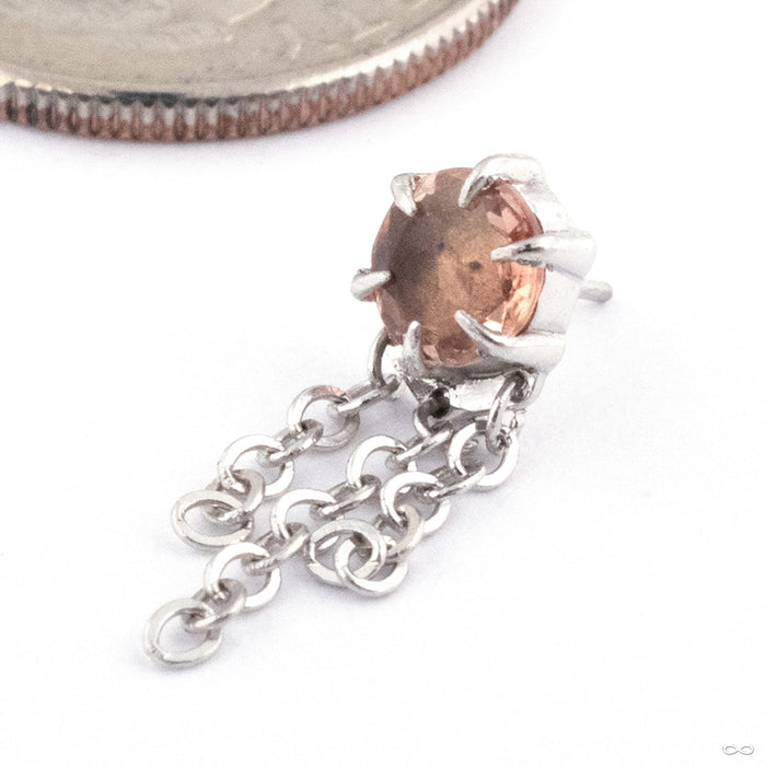 Illuminate with Chains Press-fit End in 14k White Gold with Sunstone from Maya Jewelry