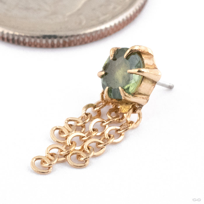 Illuminate with Chains Press-fit End in 14k Yellow Gold with Green Sapphire from Maya Jewelry