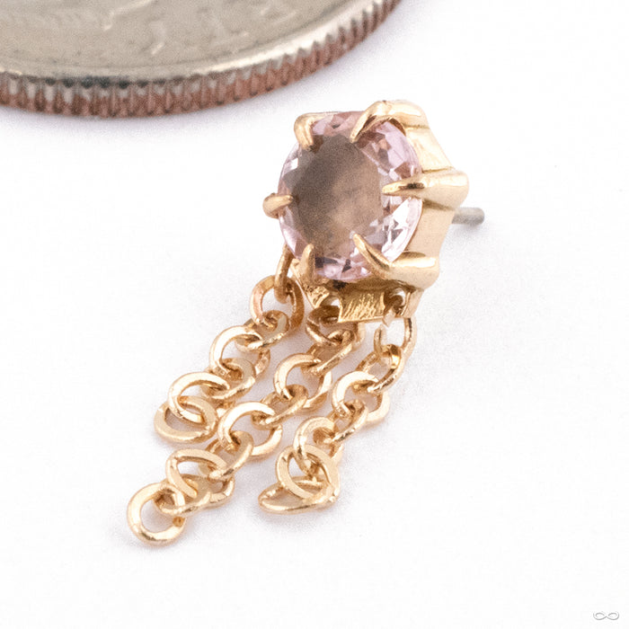 Illuminate with Chains Press-fit End in 14k Yellow Gold with Pink Tourmaline from Maya Jewelry