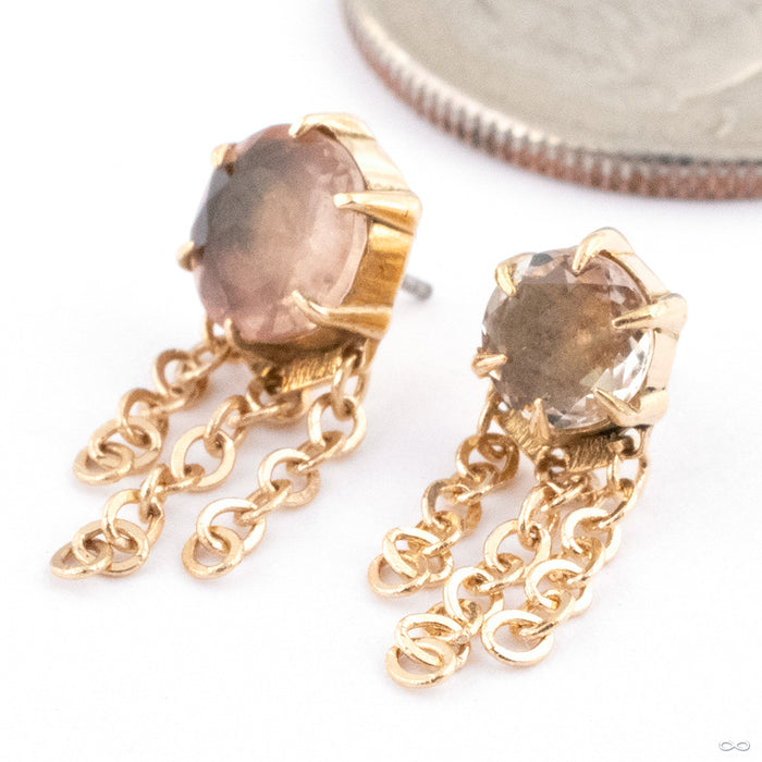 Illuminate with Chains Press-fit End in 14k Yellow Gold with Sunstone from Maya Jewelry in assorted sizes