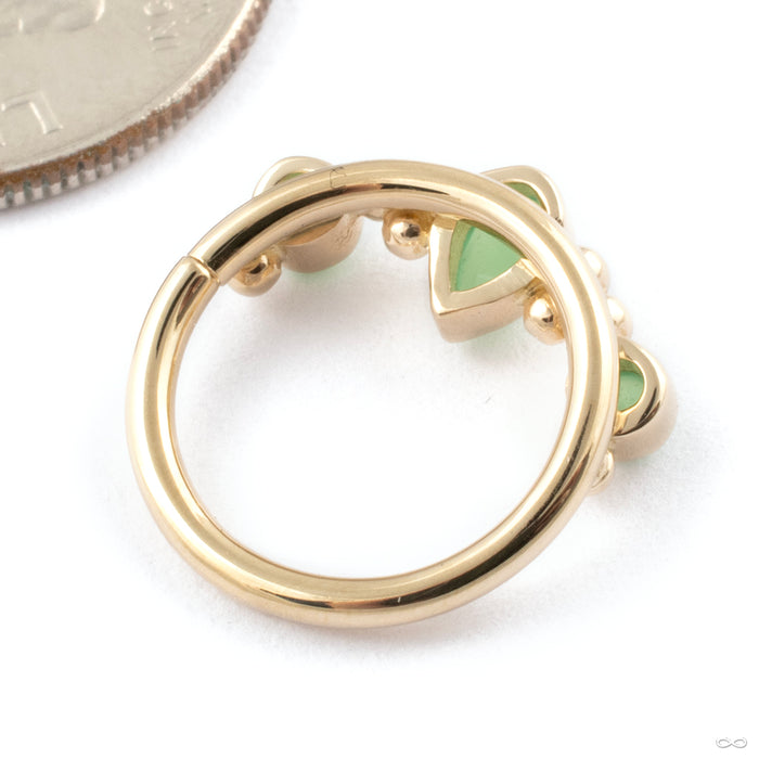 Inside Out Eden Pear Seam Ring in Gold from BVLA in 14k Yellow Gold with Chrysoprase back view