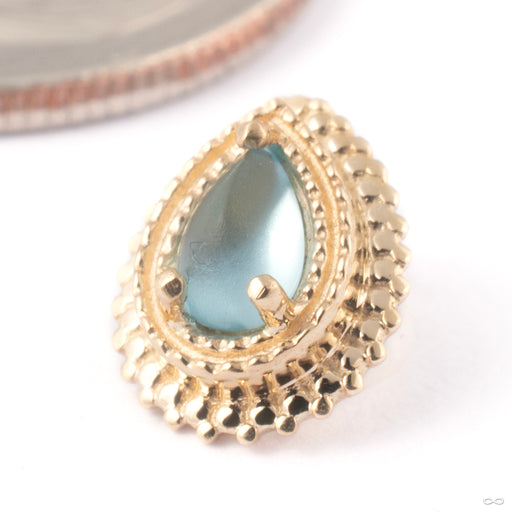 Mini Afghan Pear Threaded End in Gold from BVLA in 14k Yellow Gold with Sandblasted Swiss Blue Topaz