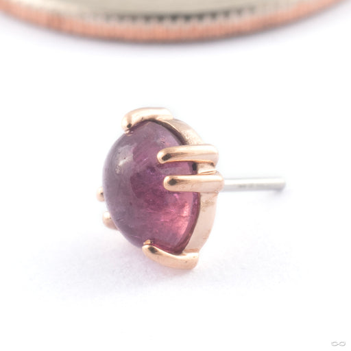 Prong-set Cabochon Press-fit End in Gold from Mettle and Silver in 14k Rose Gold with Winza Ruby Sapphire