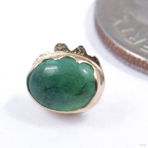 Scalloped Bezel Press-fit End in Gold from Feral Handmade in yellow gold with raw emerald