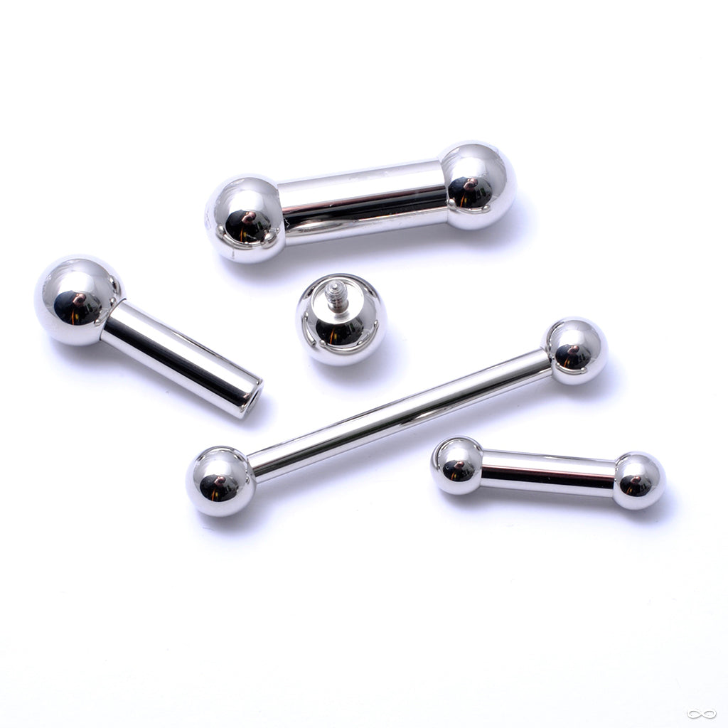 Straight threaded barbell shaft with ball ends from Industrial Strength