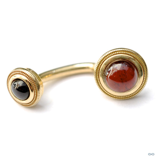 Rioja J-curve in Yellow Gold with Garnets from BVLA
