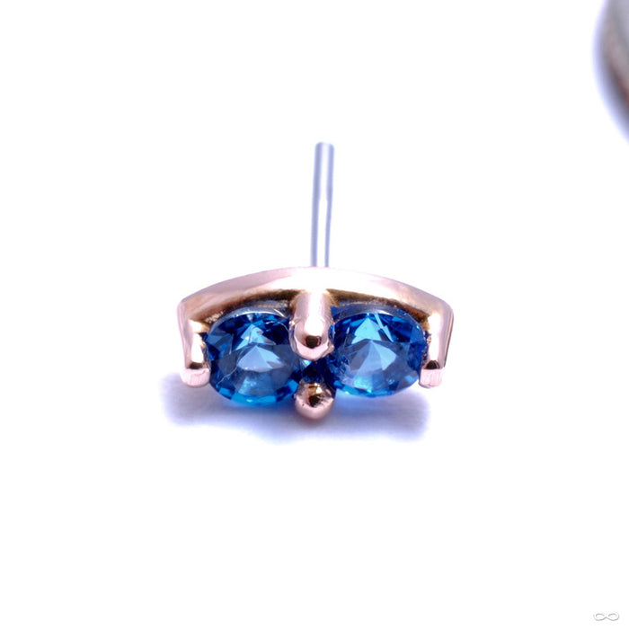 2 Stone Marquise Press-fit End in Gold from LeRoi with Medium Blue Stones