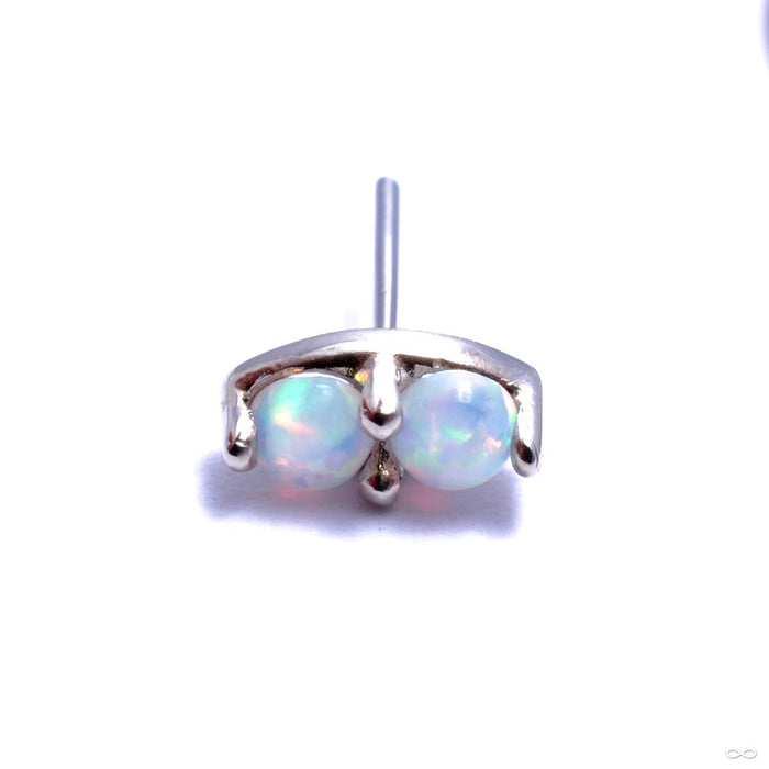 2 Stone Marquise Press-fit End in Gold from LeRoi with White Opals