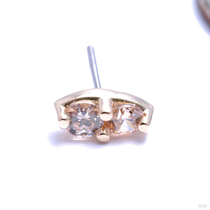 2 Stone Marquise Press-fit End in Gold from LeRoi with Champagne Stones