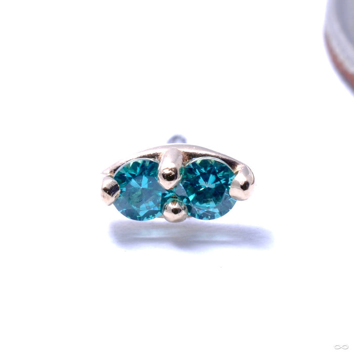 2 Stone Marquise Press-fit End in Gold from LeRoi with Mint Green Stones