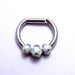 Hinged Ring with Three Prong-set Gemstones in Titanium from Intrinsic with White Opal