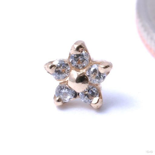 5 Stone Flower Press-fit End in Gold from LeRoi with Clear CZs