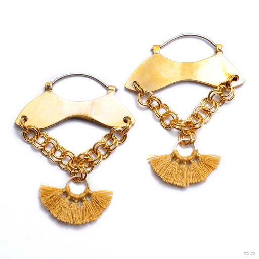 Trilogy Hoop Hybrid Earrings from Oracle with yellow tassel