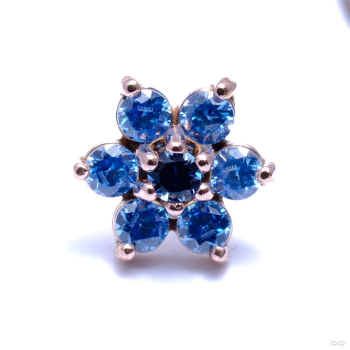 7 Stone Flower Press-fit End from LeRoi with Arctic Blue & Medium Blue Stones
