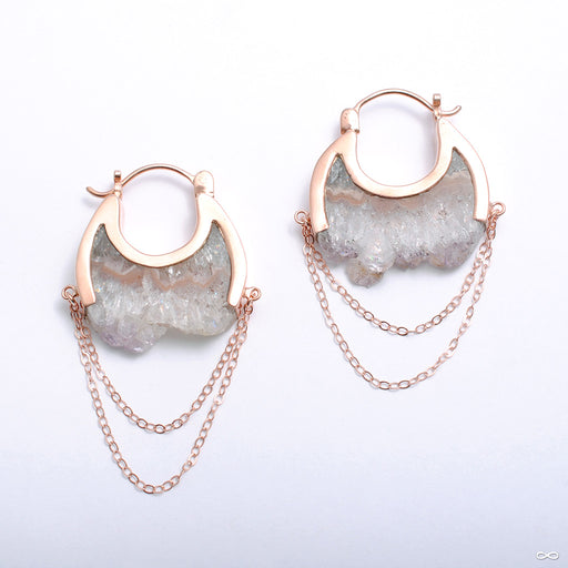Small Moonstruck Earrings in Rose Gold with Agate Crystal from Buddha Jewelry