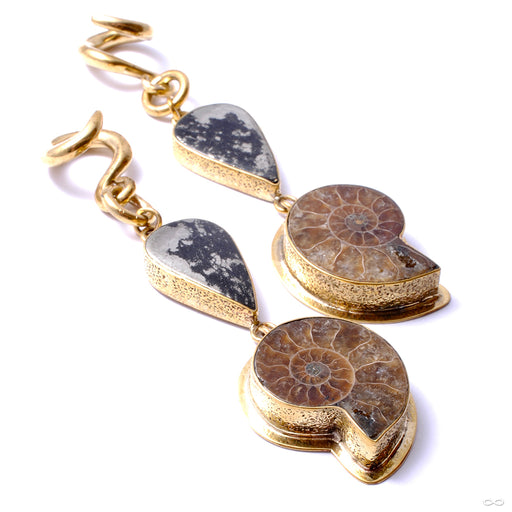 Ammonite and Apache Gold Dangles from Diablo Organics