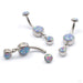 Bezel-set Faux-Pal Gem Curved Barbell with Dangle in Titanium from Industrial Strength in lavender opal