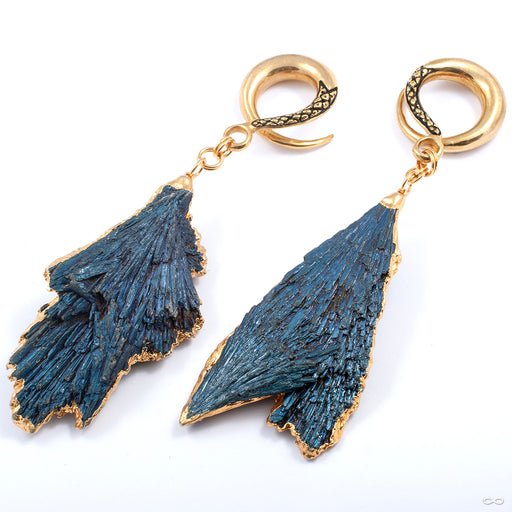 Crossovers in Brass with Titanium Coated Kyanite from Oracle in yellow brass