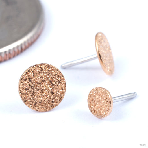 Crushed Diamond Textured Disc Press-fit End in Gold from Auris Jewellery in rose gold