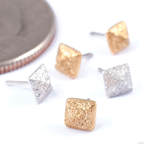 Crushed Diamond Textured Pyramid Press-fit End in Gold from Auris Jewellery in assorted sizes and materials