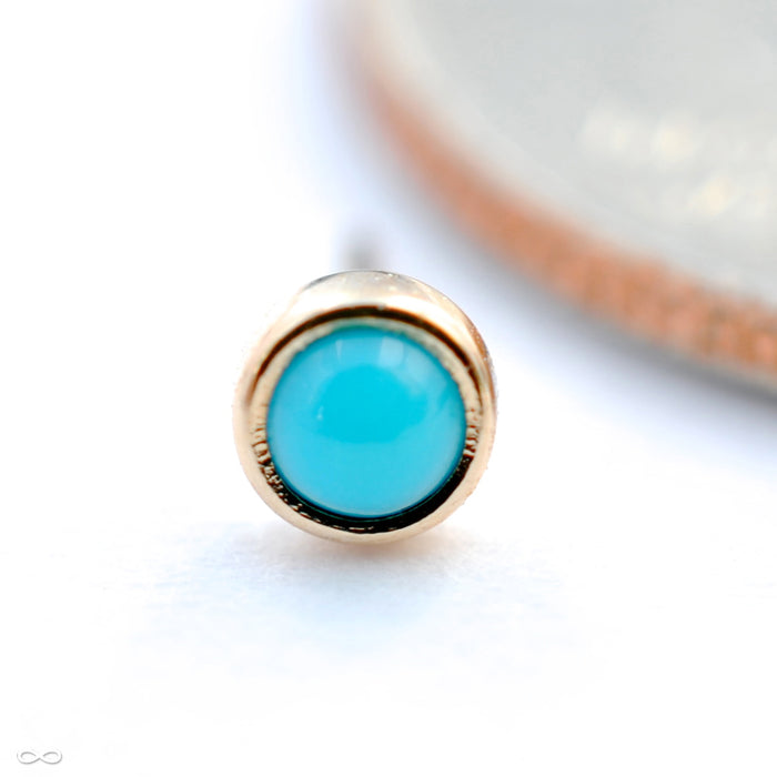 Bezel-set Cabochon Press-fit End in Gold from BVLA with turquoise