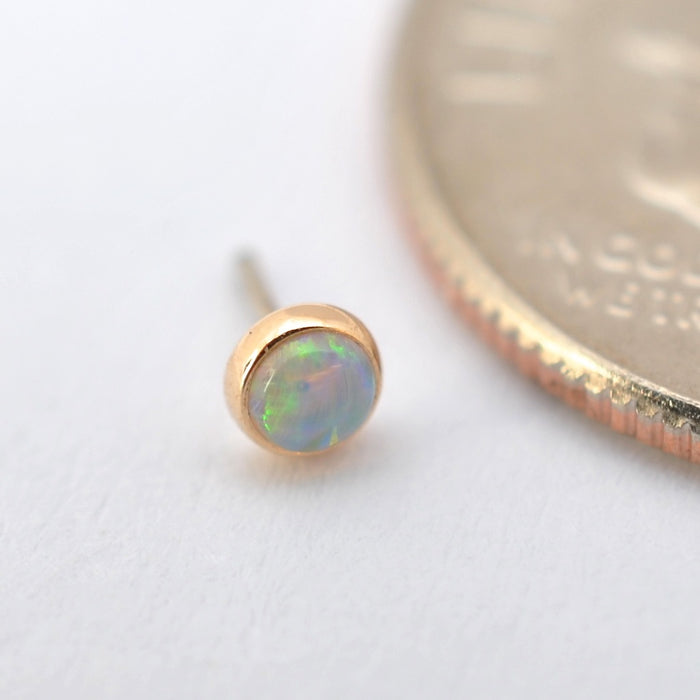 Bezel-set Cabochon Press-fit End in Gold from BVLA with white opal