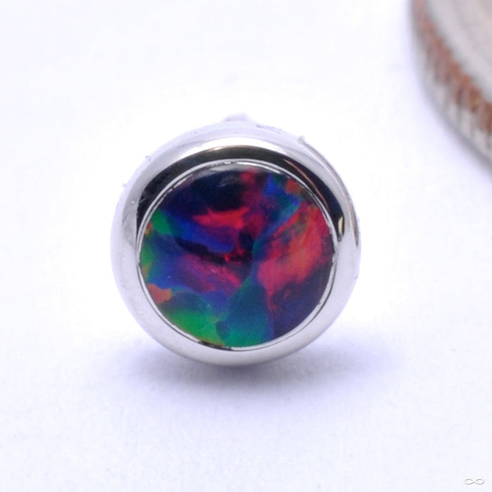 Bezel-set Cabochon Press-fit End in Gold from BVLA with black opal