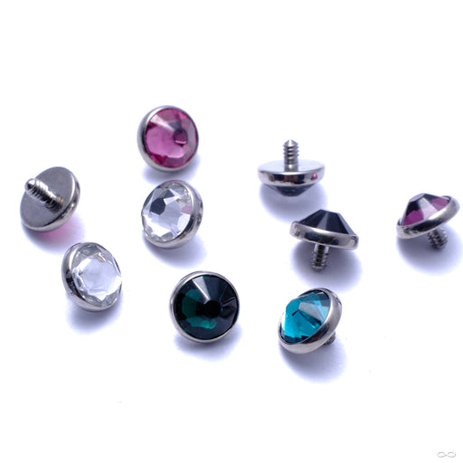 Flat Back Faceted Gem Threaded End in Titanium from Industrial Strength in assorted materials