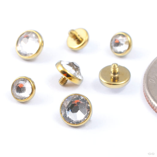 Flat Back Faceted Gem Threaded End in Titanium Anodized Gold from Industrial Strength in assorted sizes