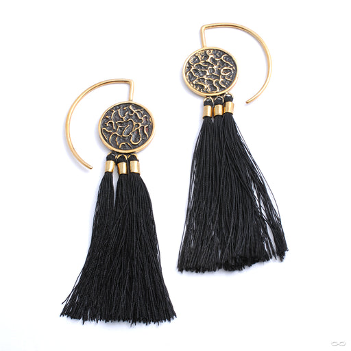 Full Moon Hoops with Fringe from Tawapa in brass