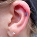 Outer helix piercing with 2 Stone Marquise Press-fit End in Gold from LeRoi in Blue Opal