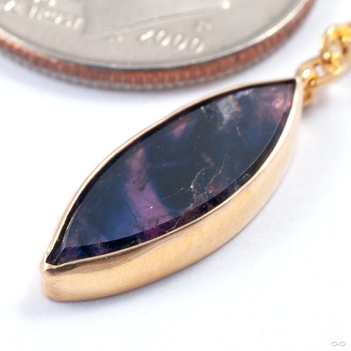 Marquise Charm in Gold from Diablo Organics in yellow gold with winza sapphire detail