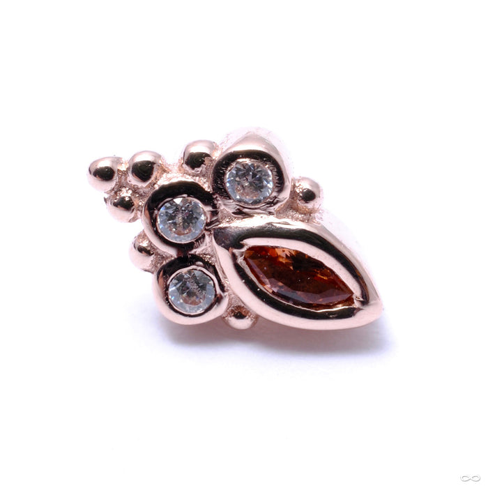 Mini Marquise Sarai Press-fit End in Gold from BVLA with Peach Topaz & Clear CZ