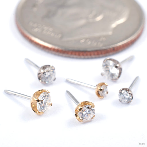 Prong-set Diamond Press-fit End in Gold from NeoMetal in various sizes and materials