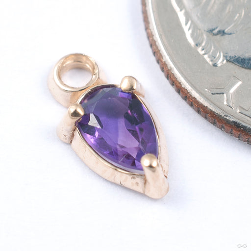 Prong-set Pear Charm in Gold from Sacred Symbols with amethyst