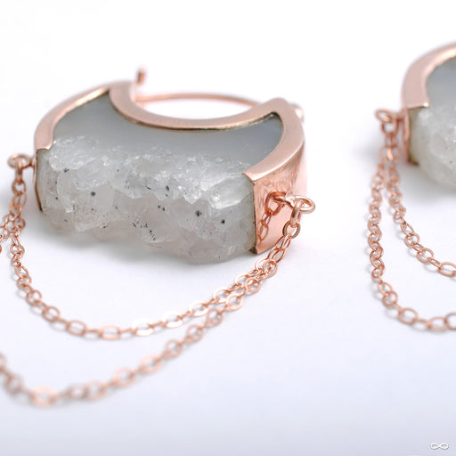 Small Moonstruck Earrings in Rose Gold with Gray Agate Crystal from Buddha Jewelry