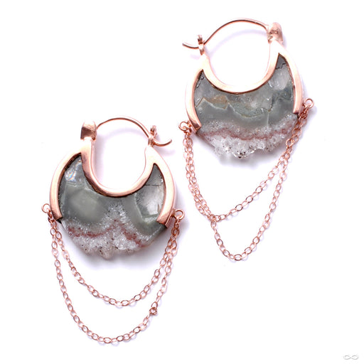 Small Moonstruck Earrings in Rose Gold with Fluorite from Buddha Jewelry