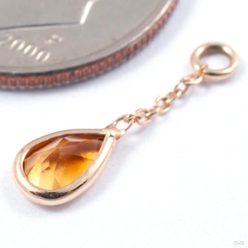Teardrop Charm in Gold from Diablo Organics in yellow gold with citrine