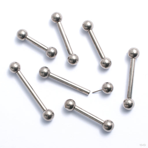 Straight Press-fit Barbell Shaft in Titanium from NeoMetal shown with balls