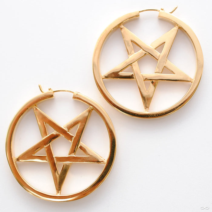 Ace of Pentacles Earrings from Maya Jewelry in Yellow Gold-plated Brass